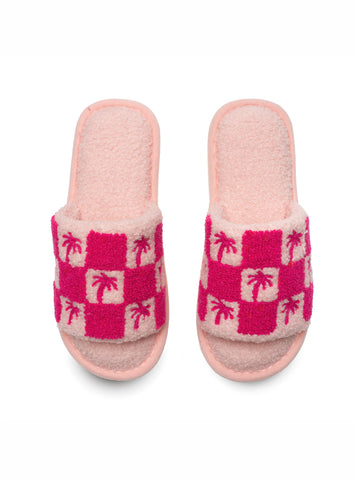 Pink Palm Slide Slippers
